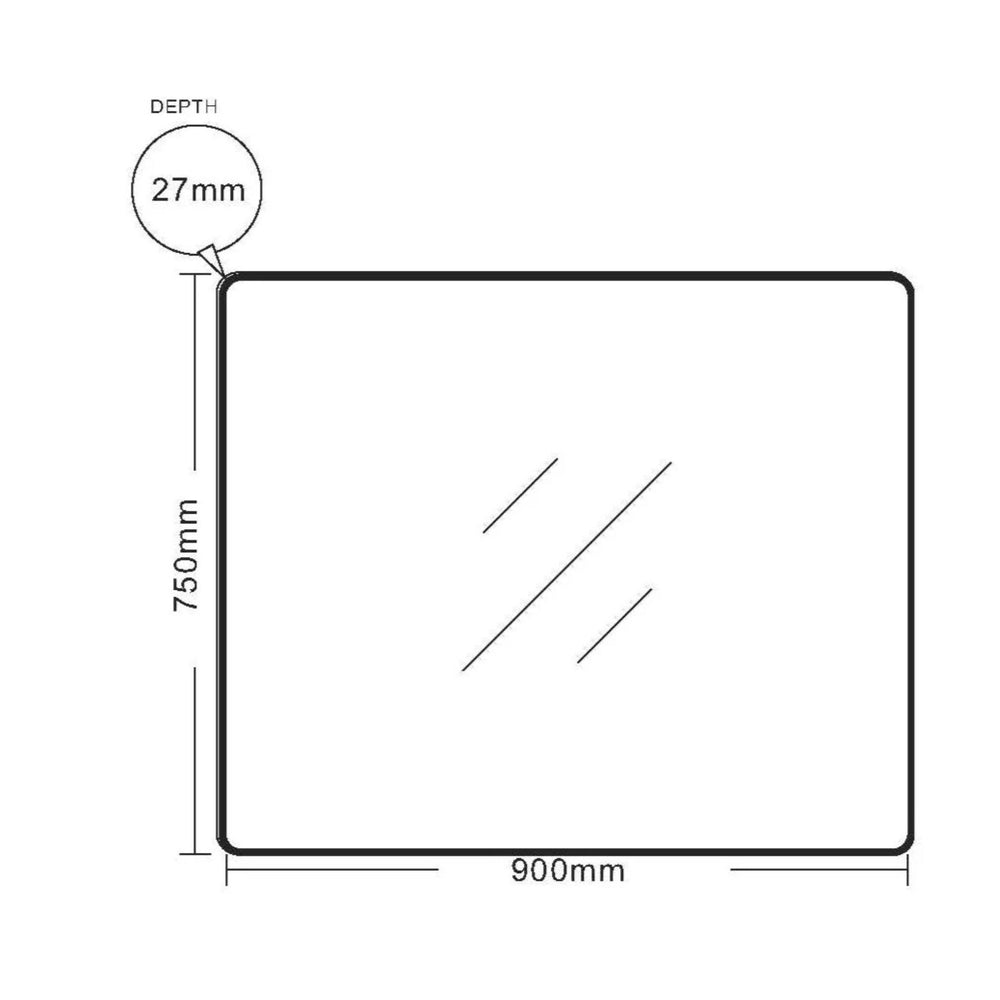 MERCIO ALUMINIUM FRAMED RECTANGULAR MIRROR MATTE BLACK 900X750MM