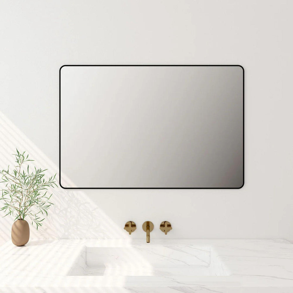 MERCIO ALUMINIUM FRAMED RECTANGULAR MIRROR MATTE BLACK 900X750MM
