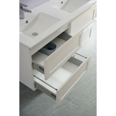 CETO FREMANTLE MATTE WHITE 1200MM DOUBLE BOWL WALL HUNG VANITY