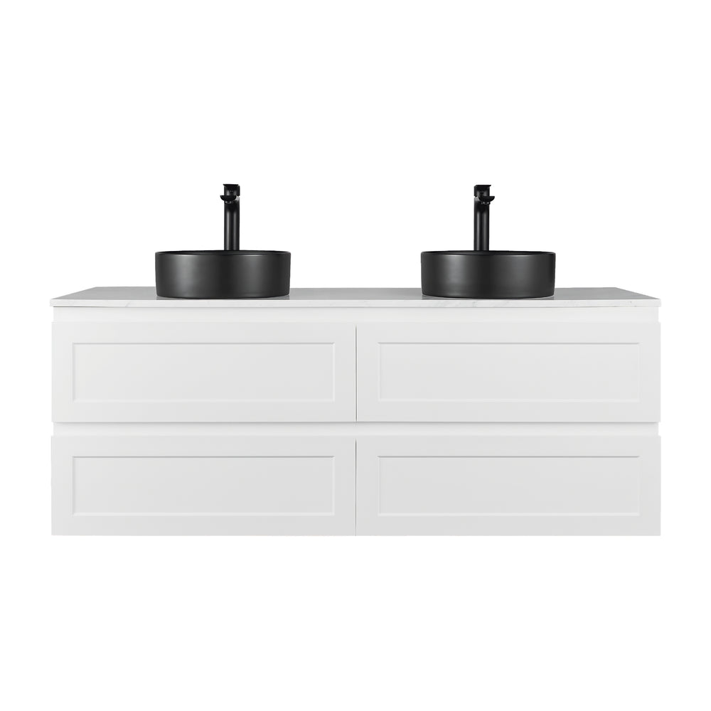 CETO FREMANTLE MATTE WHITE 1500MM DOUBLE BOWL WALL HUNG VANITY