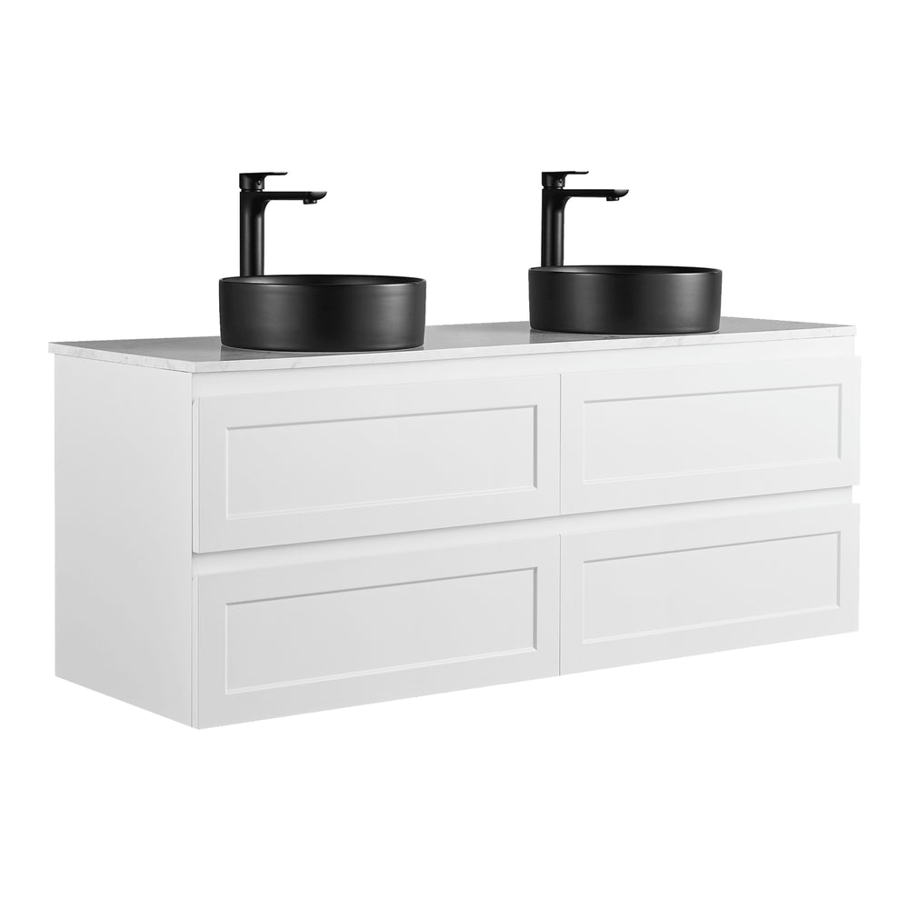 CETO FREMANTLE MATTE WHITE 1500MM DOUBLE BOWL WALL HUNG VANITY
