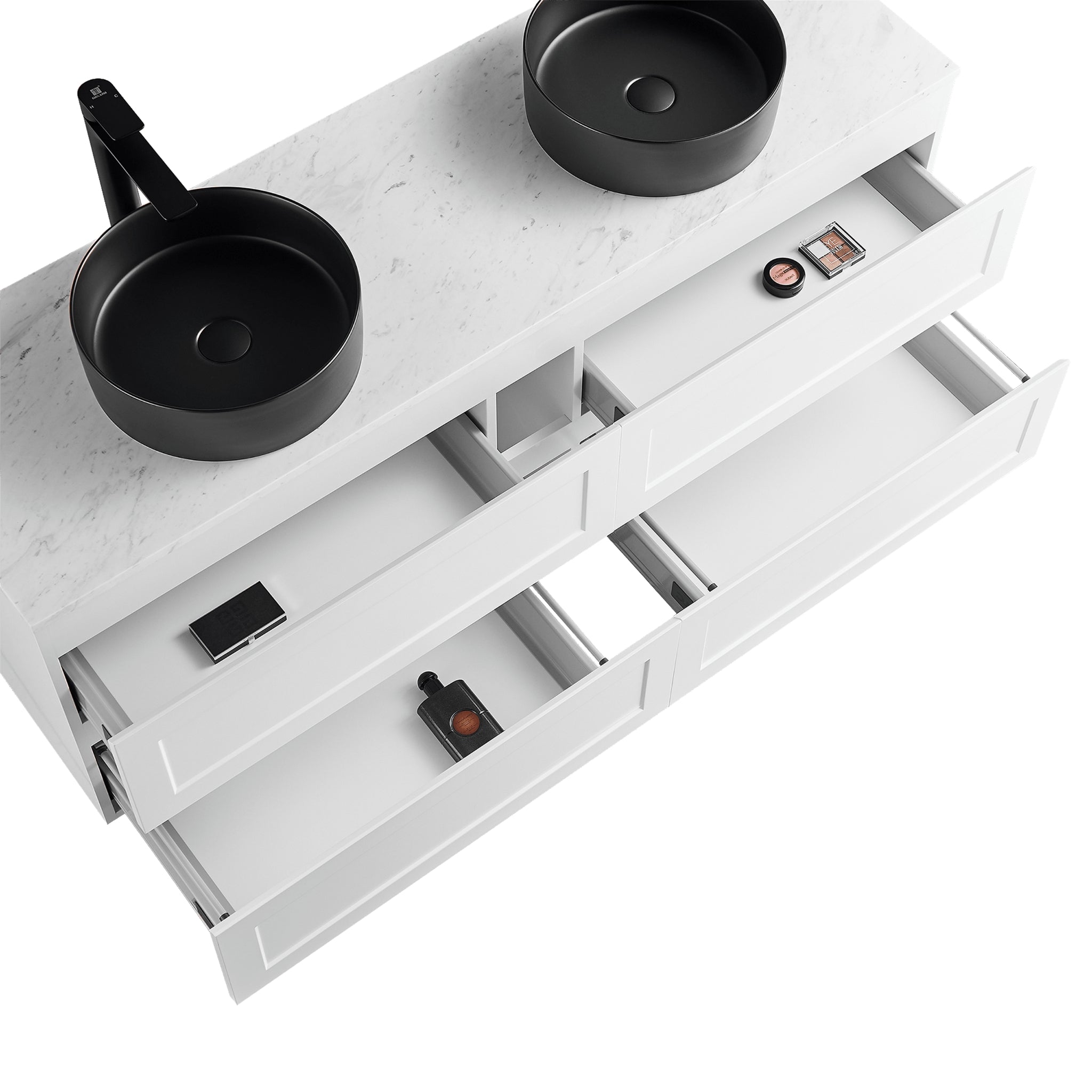 CETO FREMANTLE MATTE WHITE 1500MM DOUBLE BOWL WALL HUNG VANITY