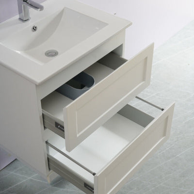 CETO FREMANTLE MATTE WHITE 600MM SINGLE BOWL WALL HUNG VANITY