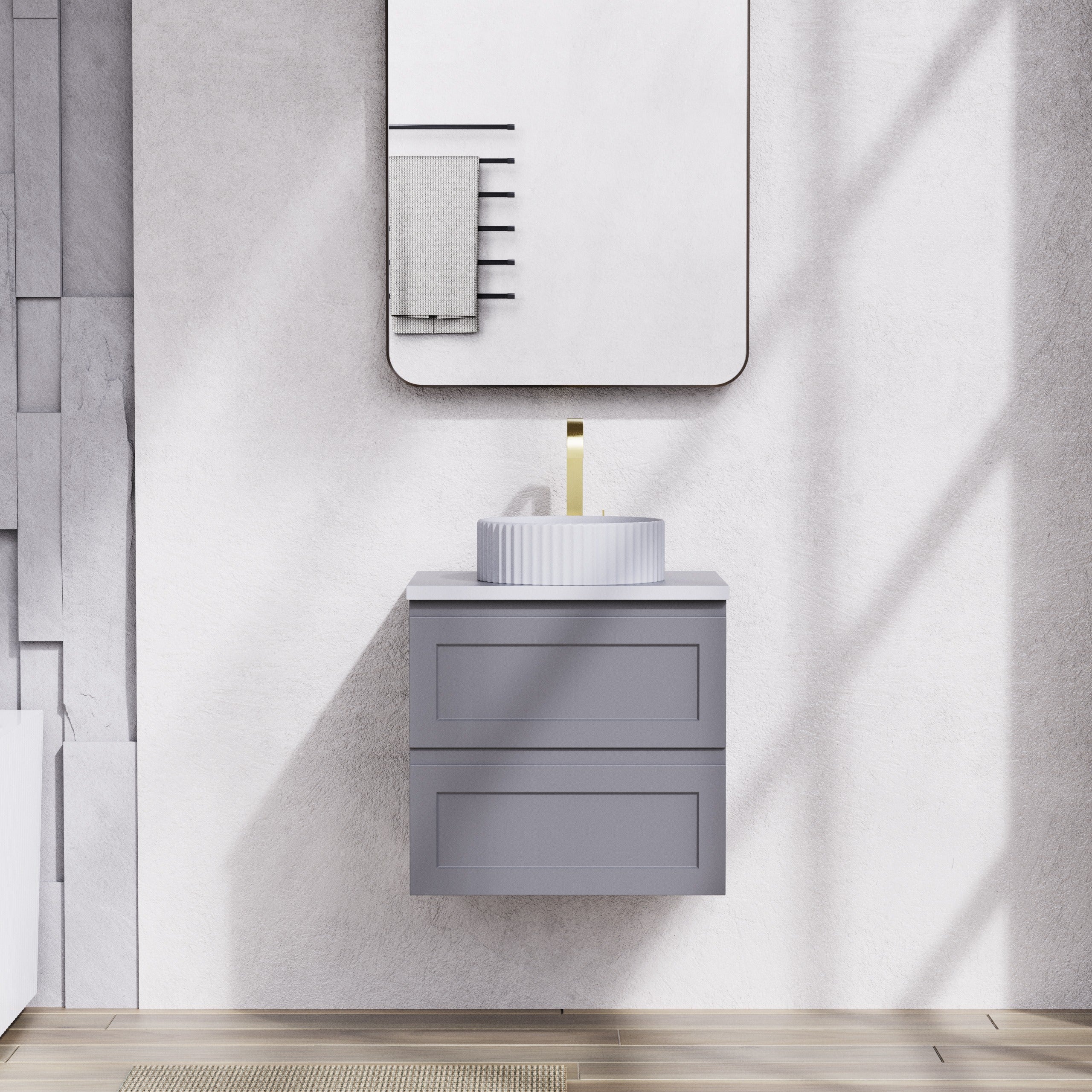 CETO FREMANTLE MATTE GREY 600MM SINGLE BOWL WALL HUNG VANITY