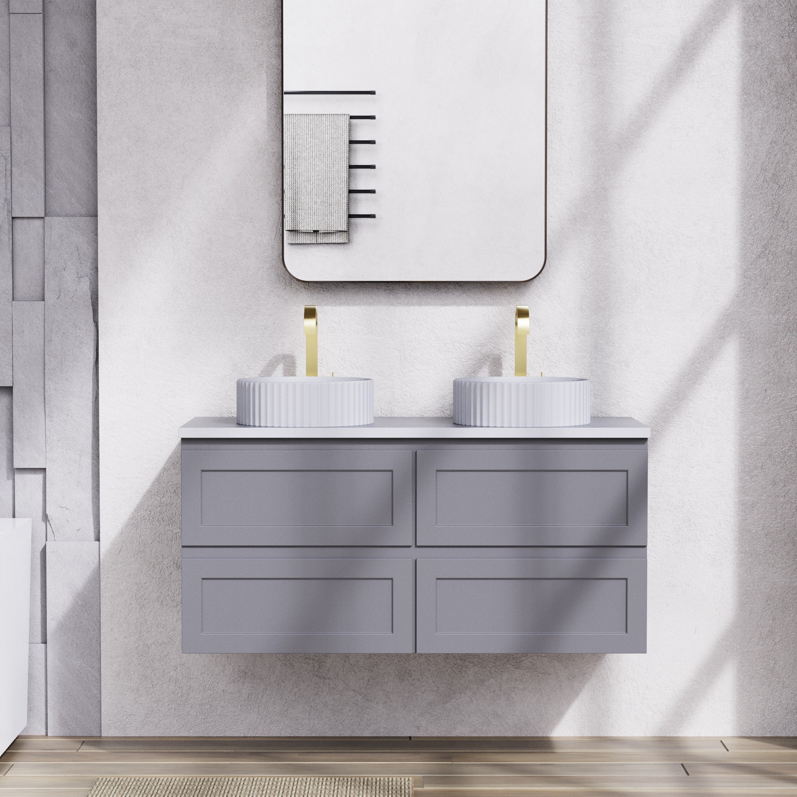 CETO FREMANTLE MATTE GREY 1200MM DOUBLE BOWL WALL HUNG VANITY