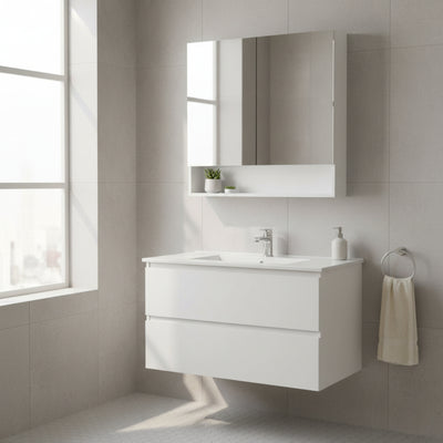 CETO FREMANTLE WHITE SHAVING CABINET 750MM X 750MM
