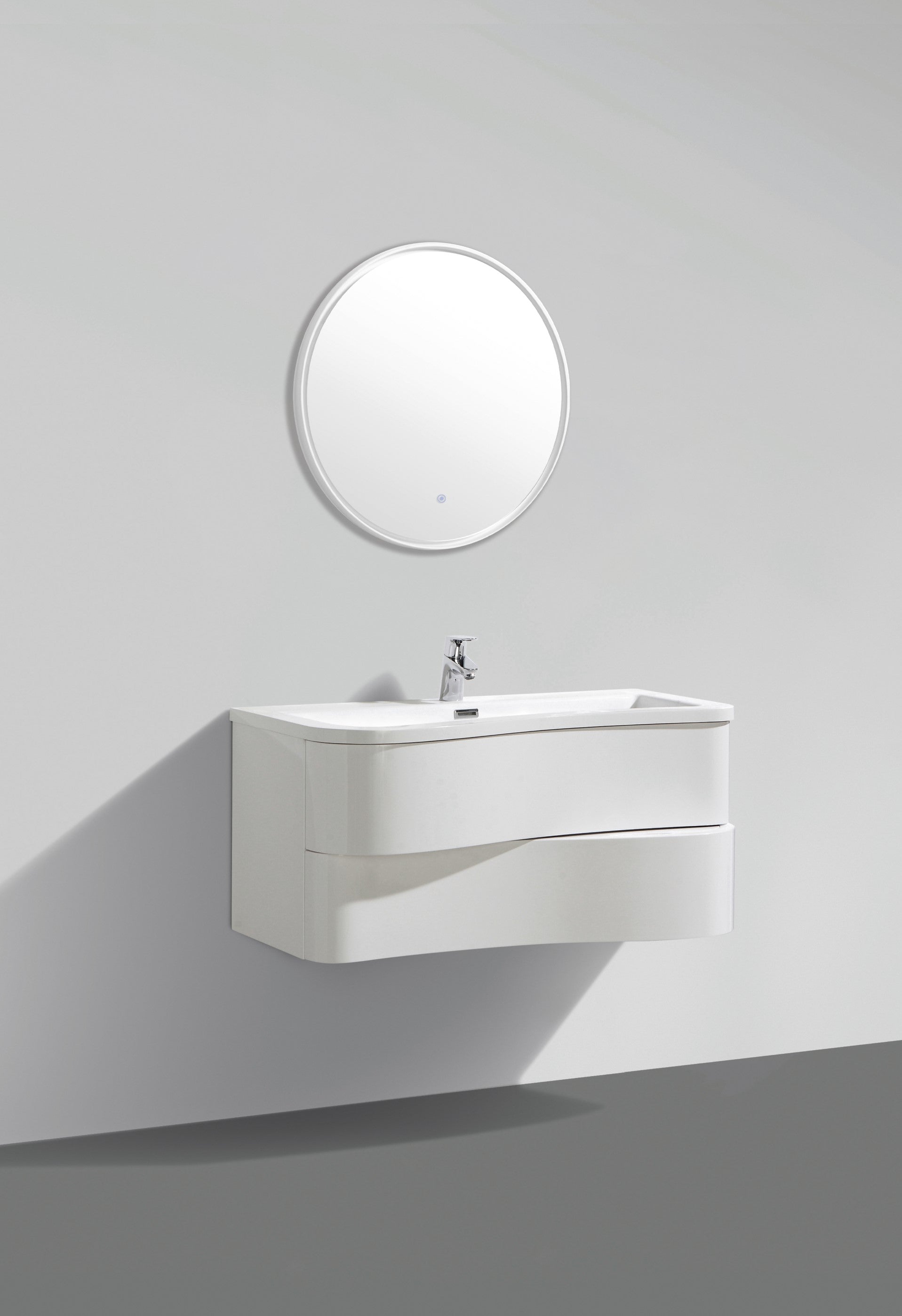 BEL BAGNO FORMICA GLOSS WHITE 900MM SINGLE BOWL WALL HUNG VANITY AND BASIN