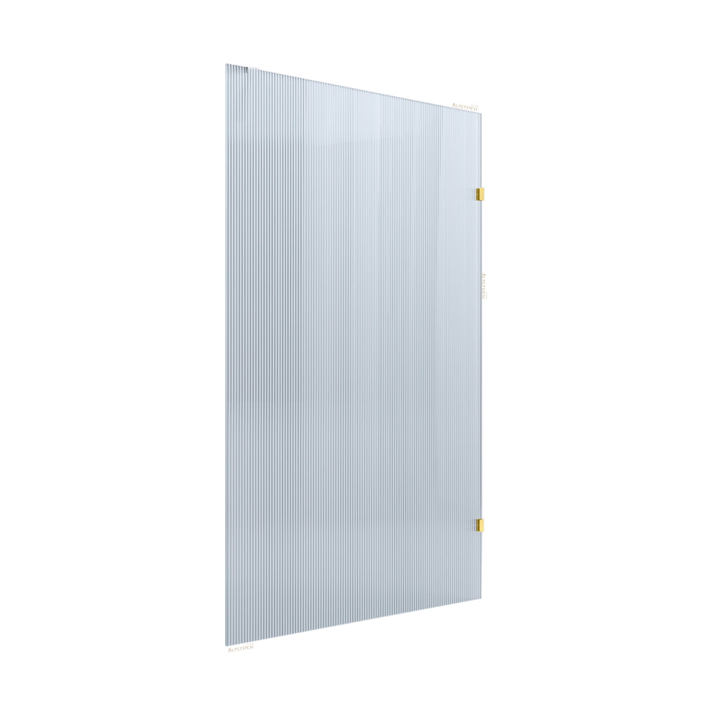 BELLA VISTA FRAMELESS REEDED FIXED PANEL SHOWER SCREEN SHINY GOLD