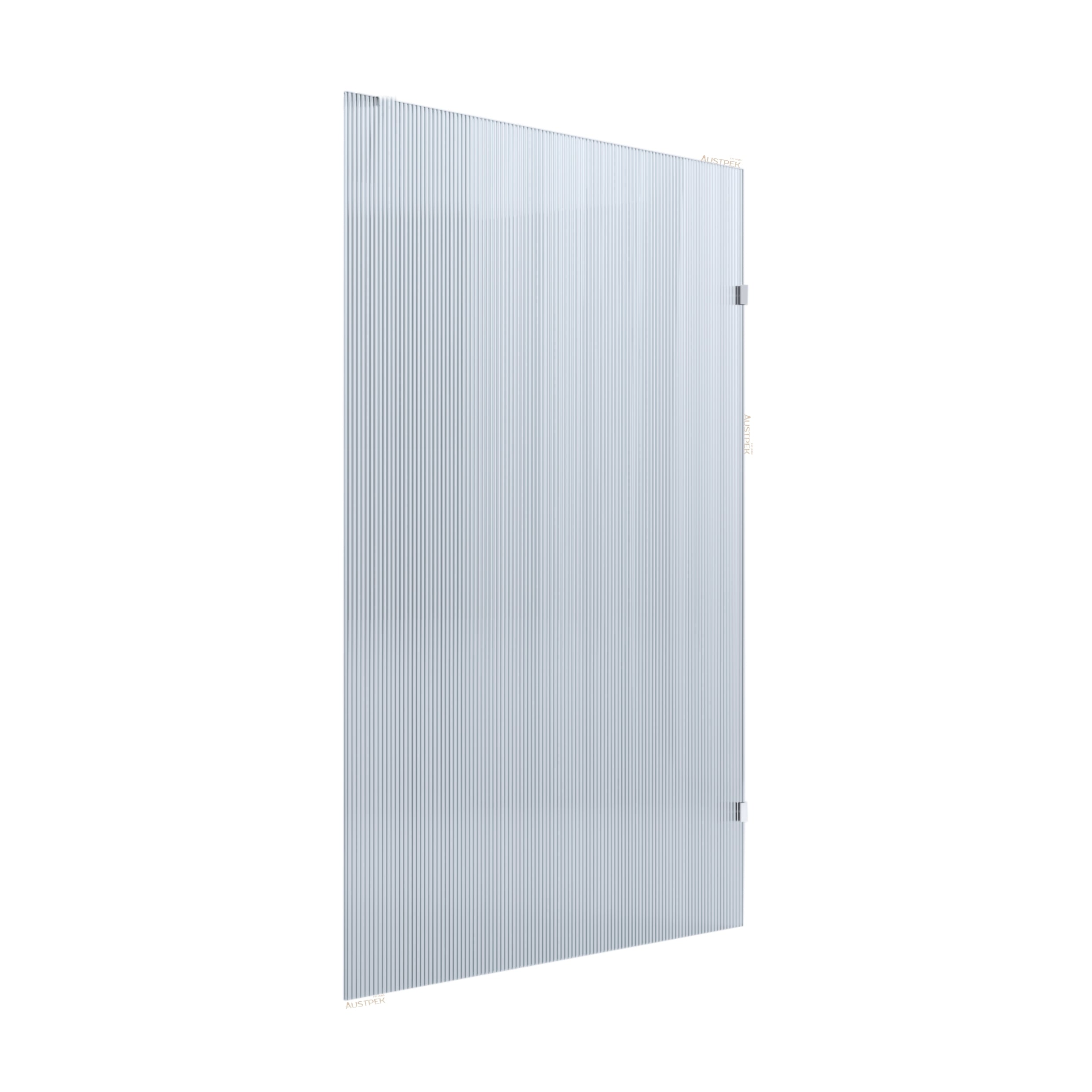 BELLA VISTA FRAMELESS REEDED FIXED PANEL SHOWER SCREEN BRUSHED SILVER