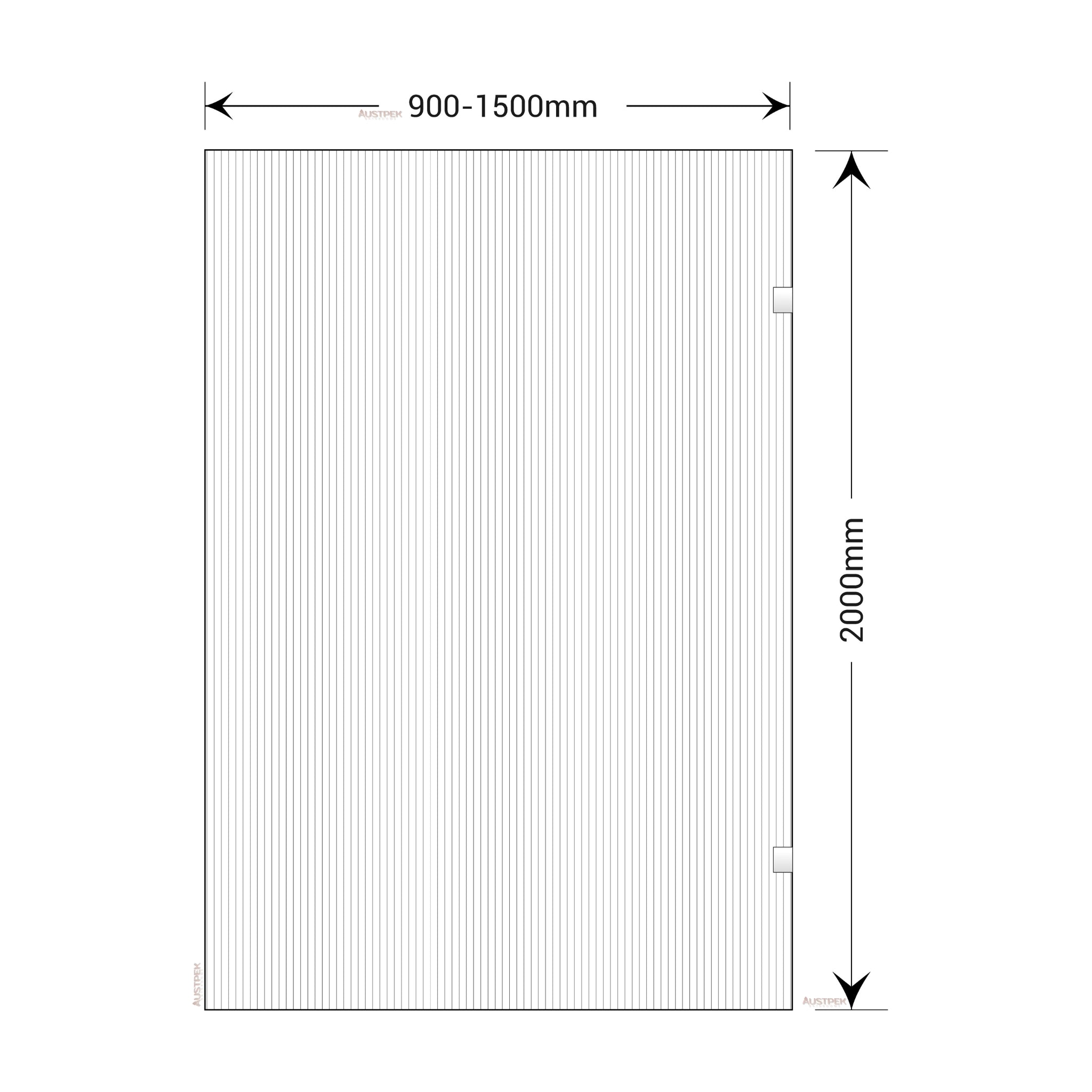 BELLA VISTA FRAMELESS REEDED FIXED PANEL SHOWER SCREEN BRUSHED SILVER