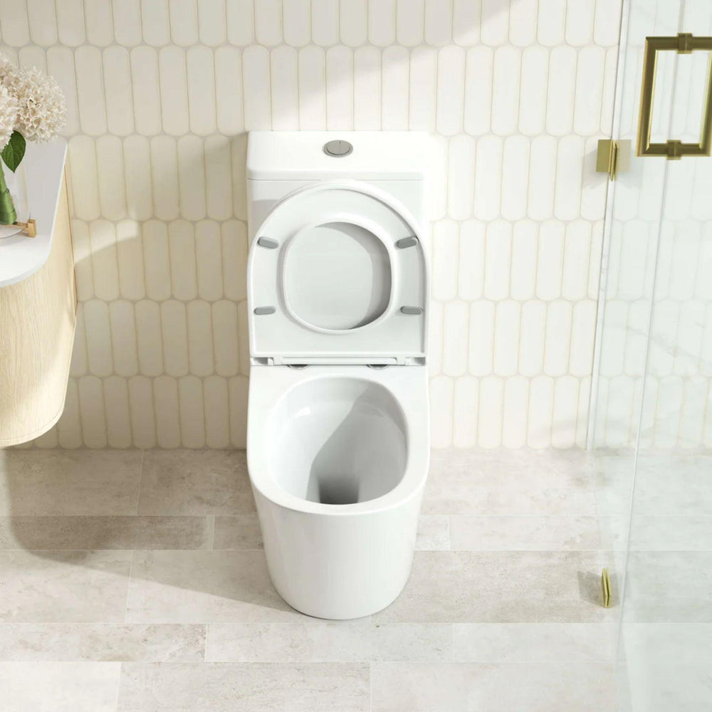 MERCIO FIFA QUIET RIMLESS AND TORNADO FLUSH BACK TO WALL TOILET SUITE GLOSS WHITE