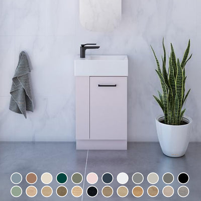 TIMBERLINE FRANKIE 480MM SPACE SAVING SINGLE BOWL CUSTOM FLOOR STANDING VANITY