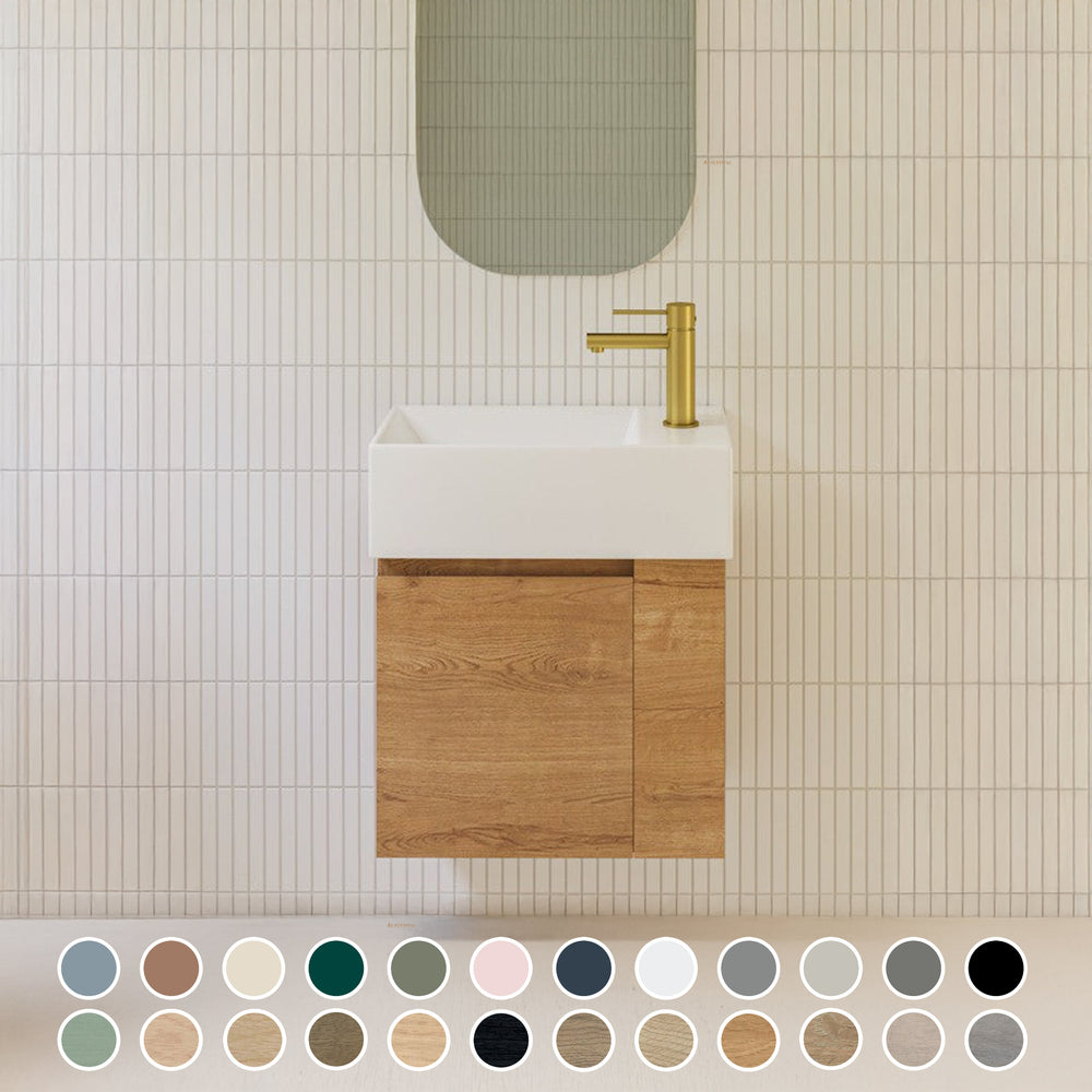 TIMBERLINE FRANKIE 480MM SPACE SAVING SINGLE BOWL CUSTOM WALL HUNG VANITY