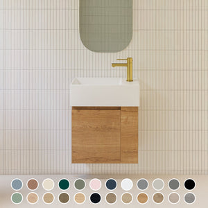 TIMBERLINE FRANKIE 480MM SPACE SAVING SINGLE BOWL CUSTOM WALL HUNG VANITY