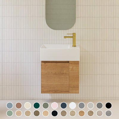 TIMBERLINE FRANKIE 480MM SPACE SAVING SINGLE BOWL CUSTOM WALL HUNG VANITY