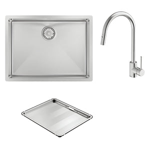 SCHOCK ALFRESCO SINGLE BOWL KITCHEN SINK WITH SINK MIXER STAINLESS STEEL 580MM