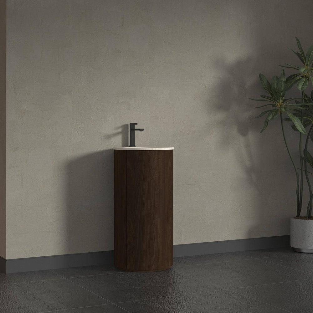 INFINITY FREYA WALNUT 440MM FREESTANDING VANITY WITH MATTE DROP IN BASIN
