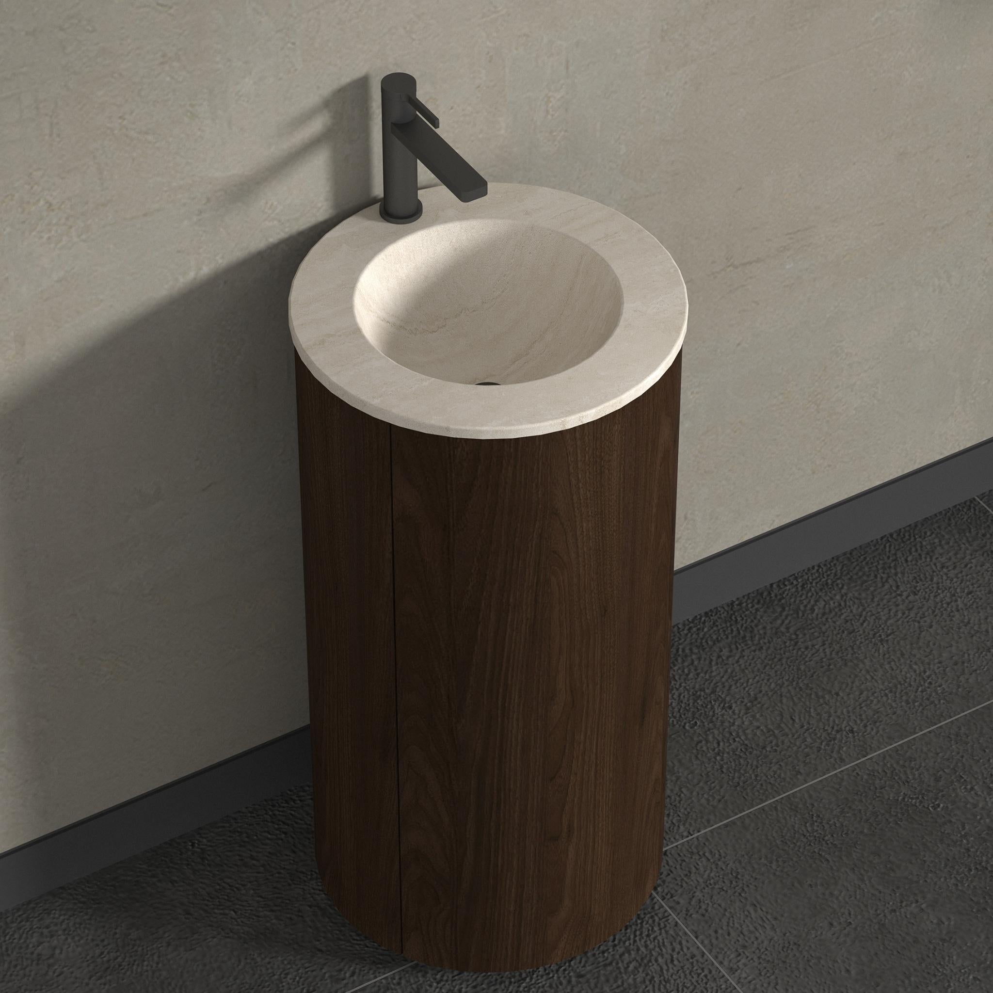 INFINITY FREYA WALNUT 440MM FREESTANDING VANITY WITH MATTE DROP IN BASIN
