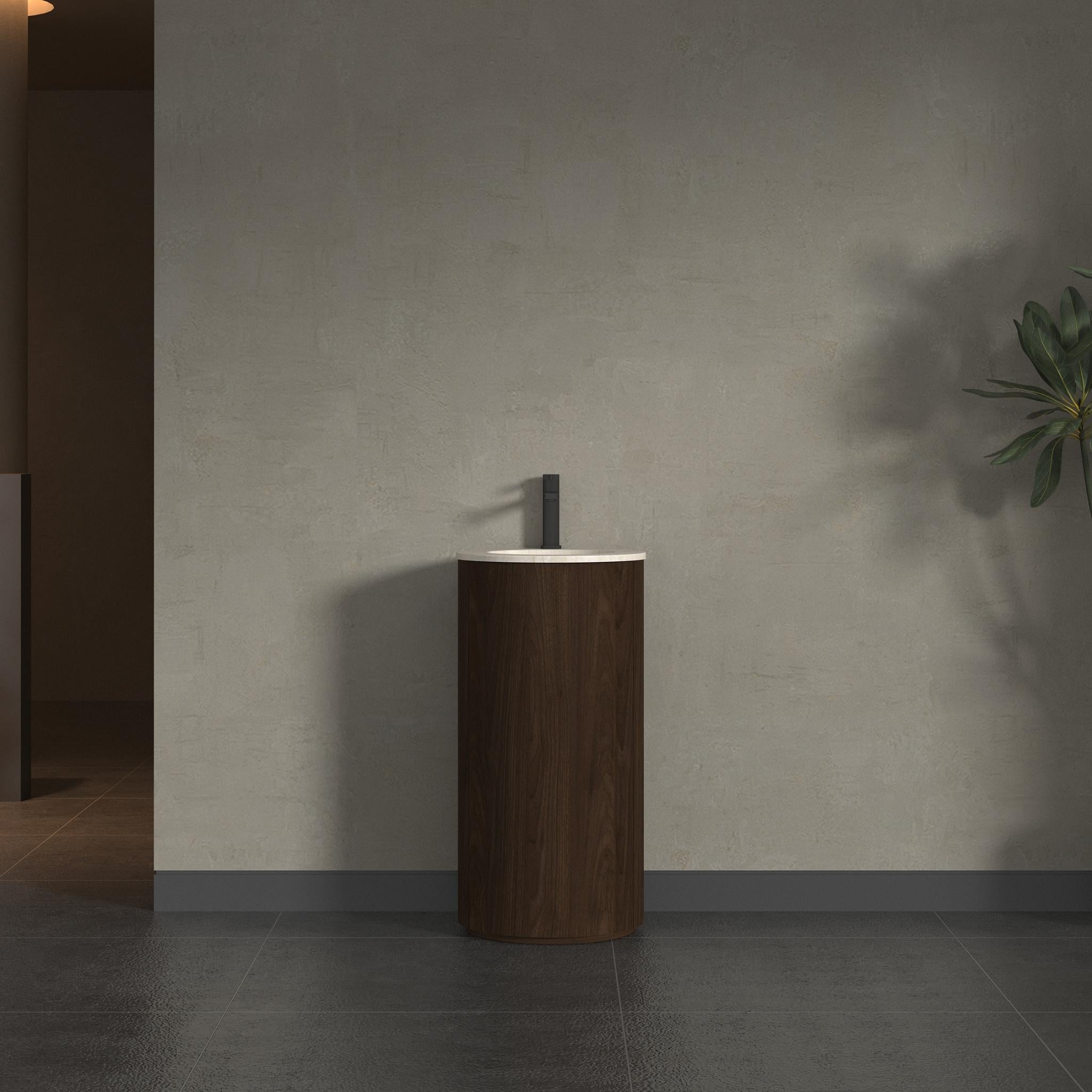 INFINITY FREYA WALNUT 440MM FREESTANDING VANITY WITH MATTE DROP IN BASIN