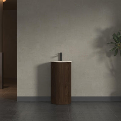INFINITY FREYA WALNUT 440MM FREESTANDING VANITY WITH MATTE DROP IN BASIN