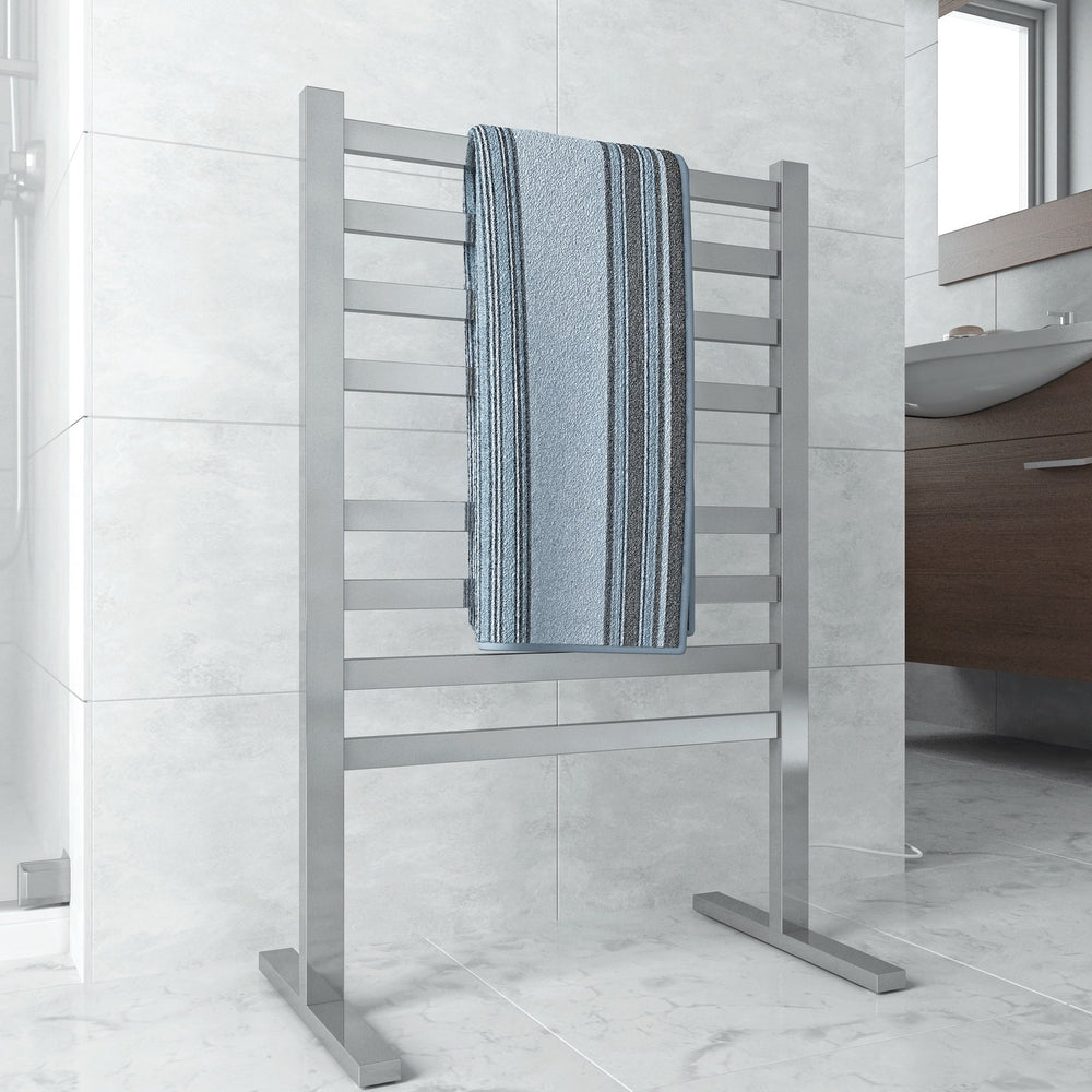 THERMOGROUP STRAIGHT FLAT FREE-STANDING HEATED TOWEL RAIL 590MM