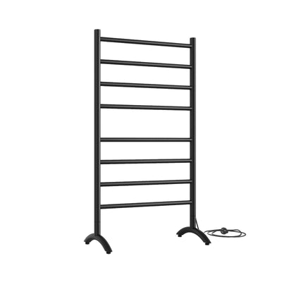 THERMOGROUP STRAIGHT ROUND FREE STANDING HEATED TOWEL RAIL MATTE BLACK 600MM