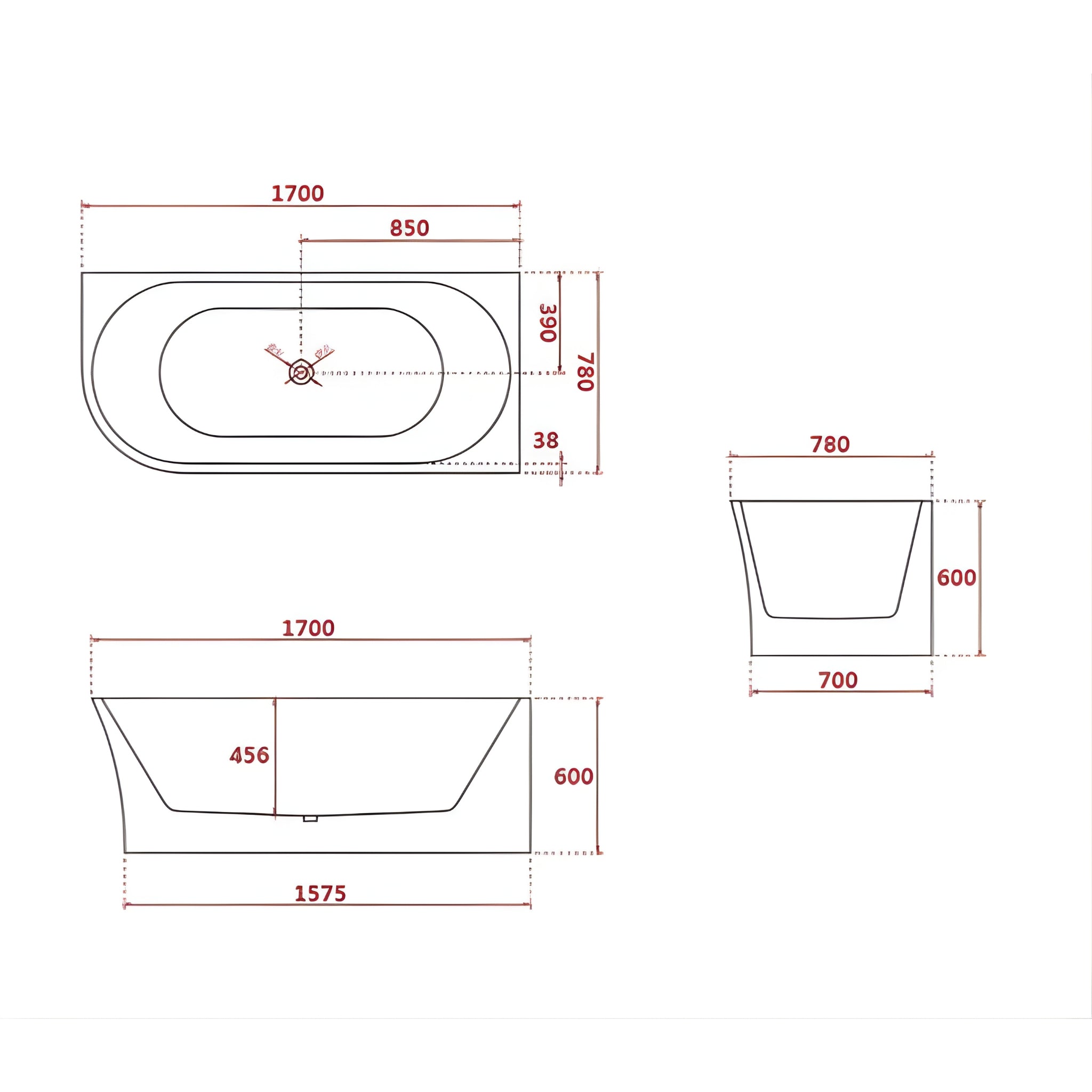 BROADWAY FS7 FREESTANDING RIGHT CORNER SPA BATHTUB GLOSS WHITE (AVAILABLE IN 1500MM AND 1700MM) WITH 10 JETS