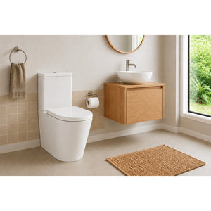 TURNER HASTINGS FINO RIMLESS WHISPERFLUSH BACK TO WALL TOILET SUITE WITH THICK SEAT GLOSS WHITE