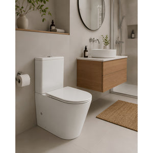 TURNER HASTINGS FINO RIMLESS WHISPERFLUSH BACK TO WALL TOILET SUITE WITH THIN SEAT GLOSS WHITE