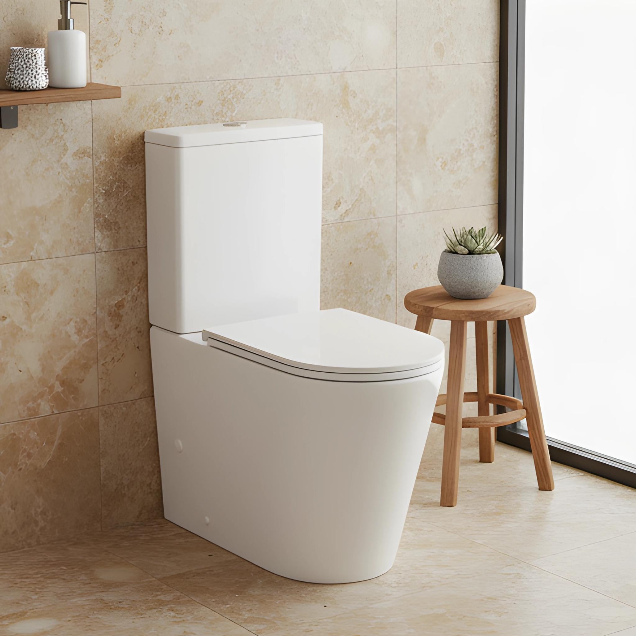 TURNER HASTINGS FINO RIMLESS WHISPERFLUSH BACK TO WALL TOILET SUITE WITH THIN SEAT GLOSS WHITE