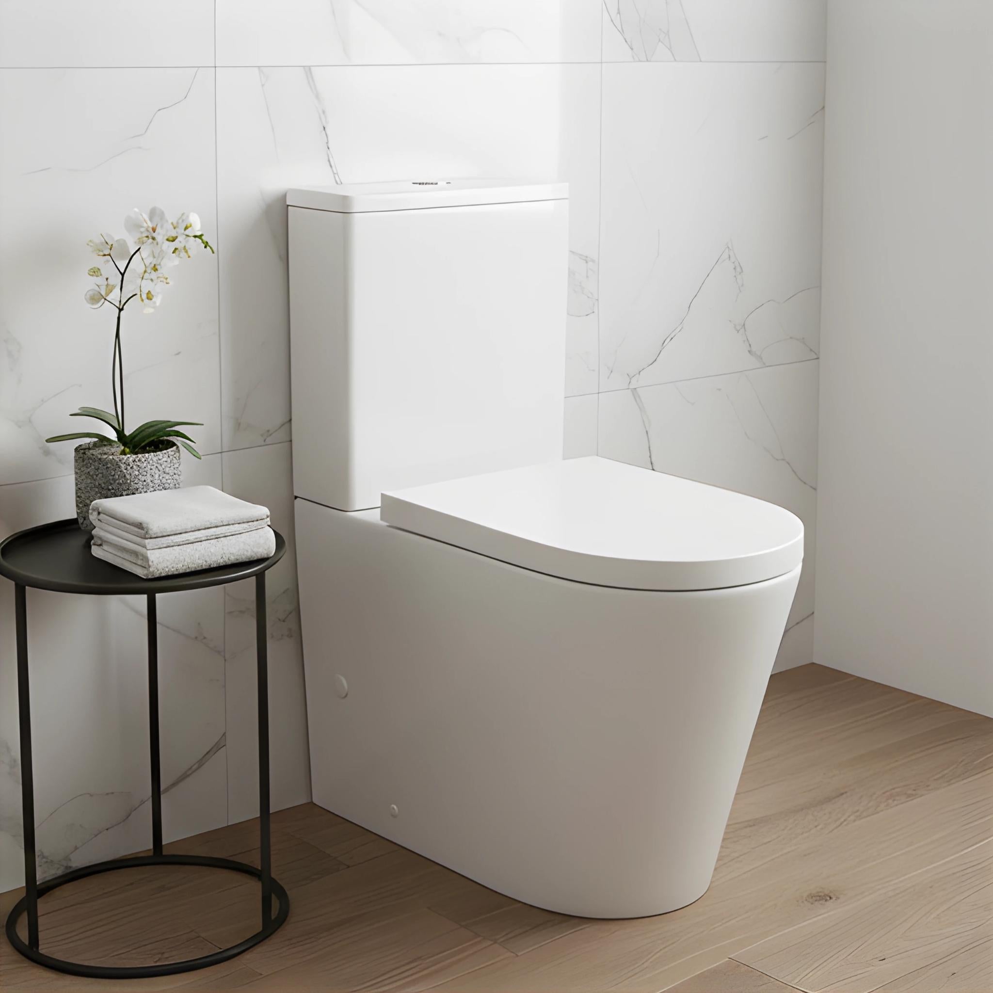 TURNER HASTINGS FINO RIMLESS WHISPERFLUSH BACK TO WALL TOILET SUITE WITH THICK SEAT MATTE WHITE
