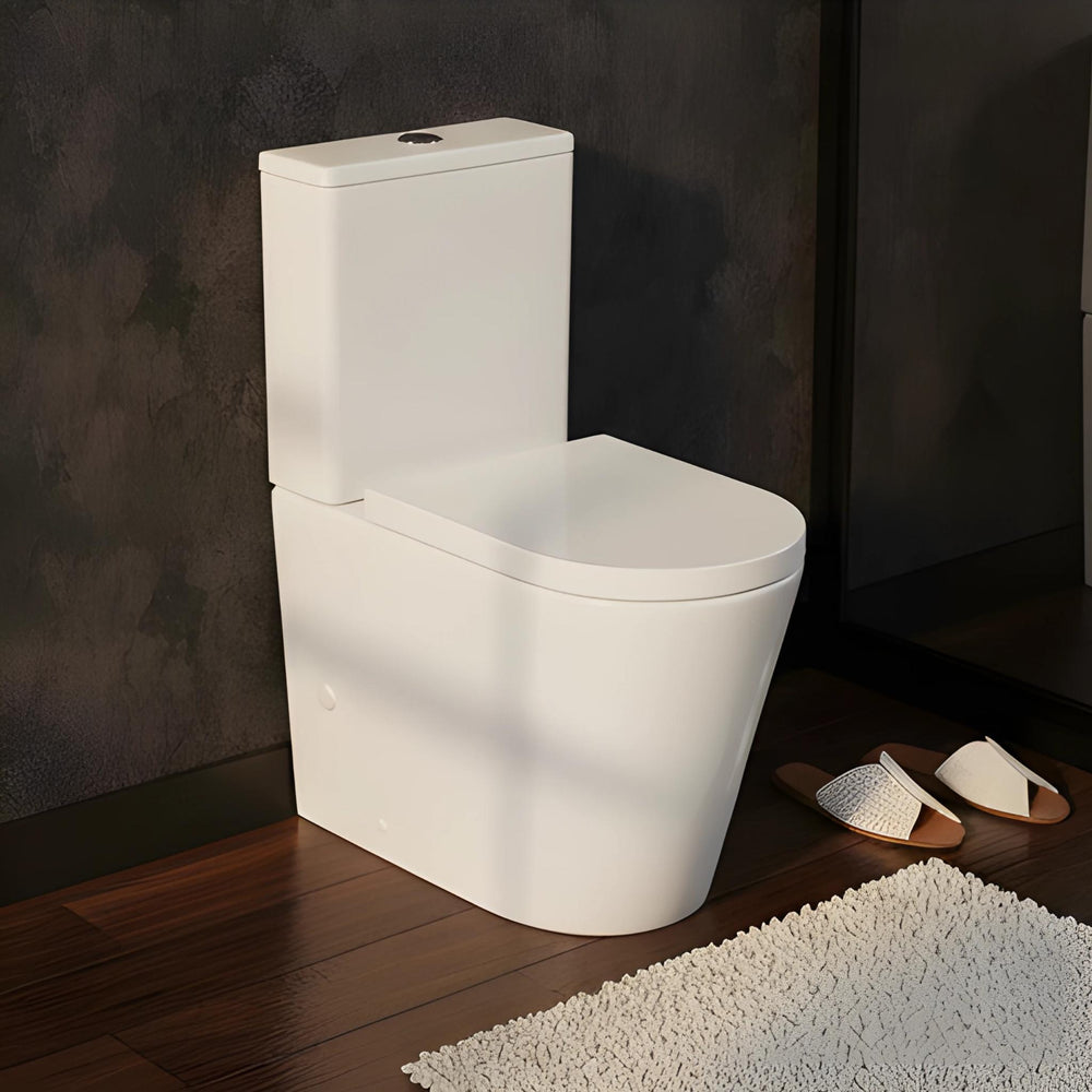 TURNER HASTINGS FINO RIMLESS WHISPERFLUSH BACK TO WALL TOILET SUITE WITH THICK SEAT MATTE WHITE
