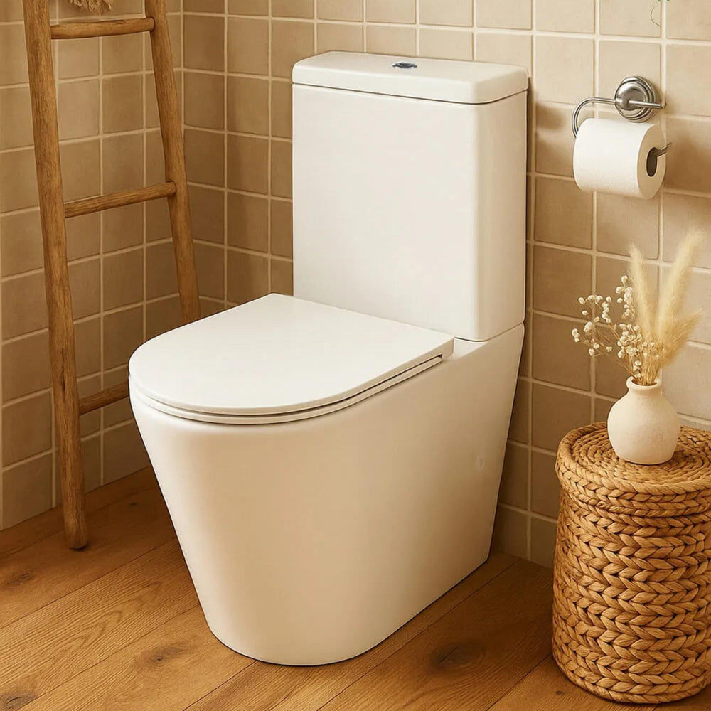 TURNER HASTINGS FINO RIMLESS WHISPERFLUSH BACK TO WALL TOILET SUITE WITH THIN SEAT MATTE WHITE