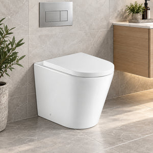 TURNER HASTINGS FINO RIMLESS WHISPERFLUSH WALL FACED TOILET PAN AND SEAT GLOSS WHITE