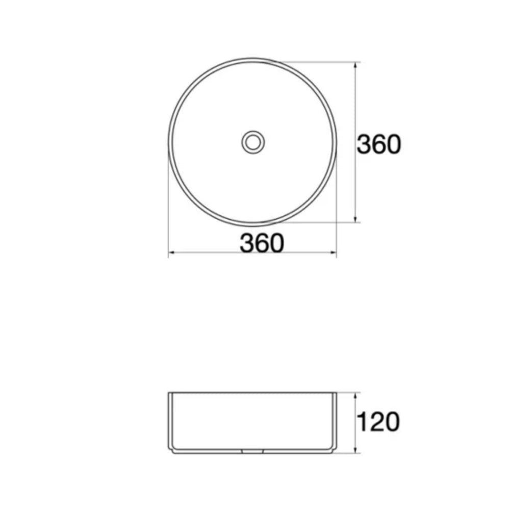 CLAYA ROUND ABOVE COUNTER BASIN MATTE WHITE CARRARA MARBLE LOOK 360MM