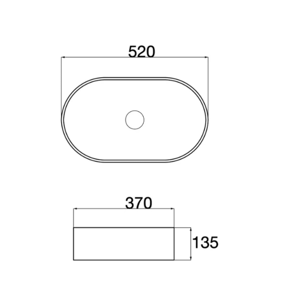 CLAYA PILL ABOVE COUNTER BASIN MATTE WHITE CARRARA MARBLE LOOK 520MM