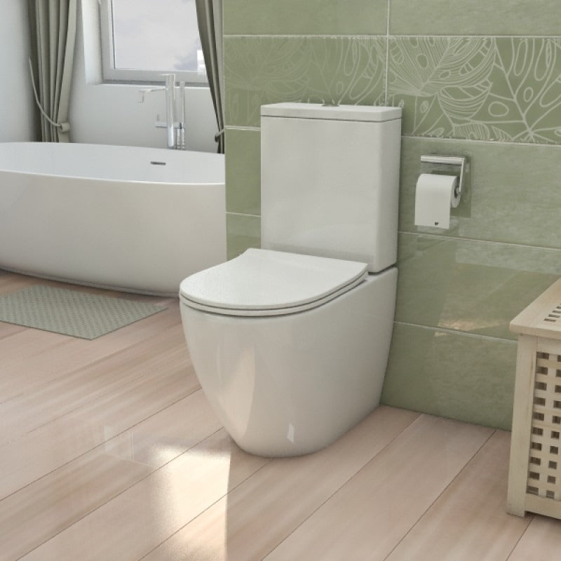 BEL BAGNO ALEXANDER-R RIMLESS BACK TO WALL TOILET SUITE GLOSS WHITE