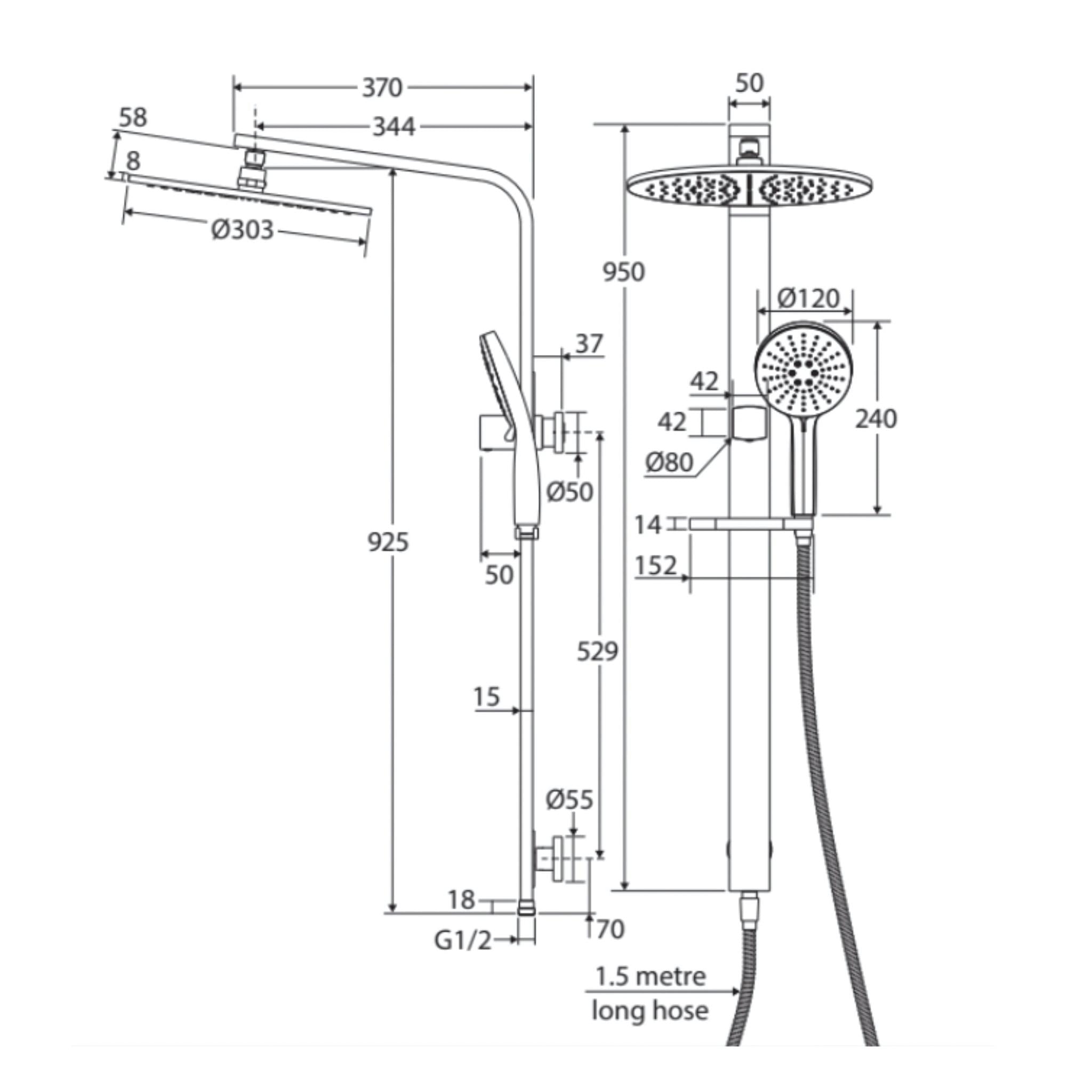 FIENZA EMPIRE SLIM DELUXE TWIN SHOWER URBAN BRASS