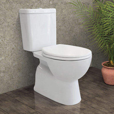 FIENZA STELLA CLOSE COUPLED RIMLESS TOILET SUITE GLOSS WHITE WITH P-TRAP
