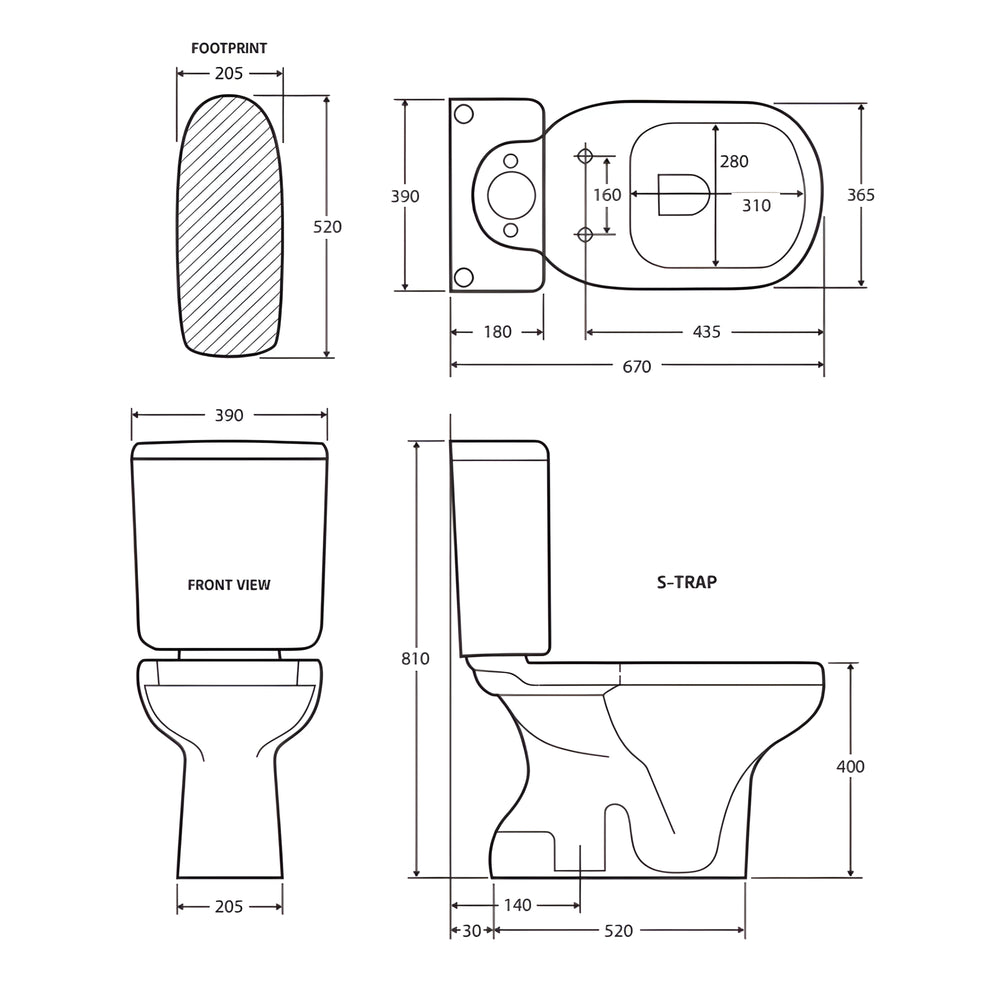 FIENZA RAK LIWA CLOSE COUPLED TOILET SUITE IVORY WITH S-TRAP