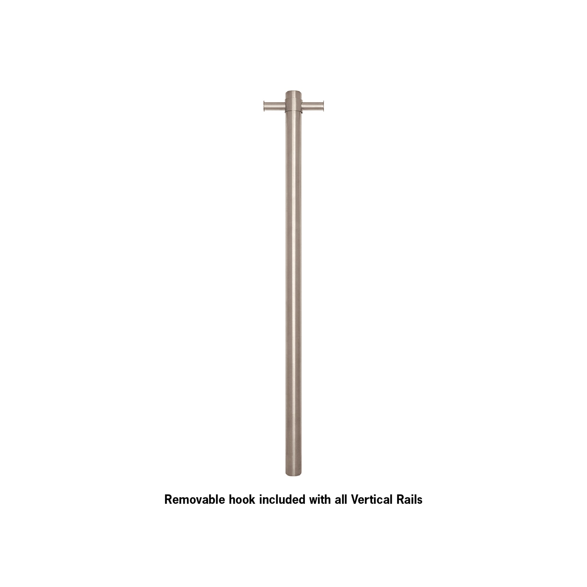 THERMOGROUP ROUND NON-HEATED VERTICAL SINGLE TOWEL RAIL BRUSHED STAINLESS STEEL 142MM