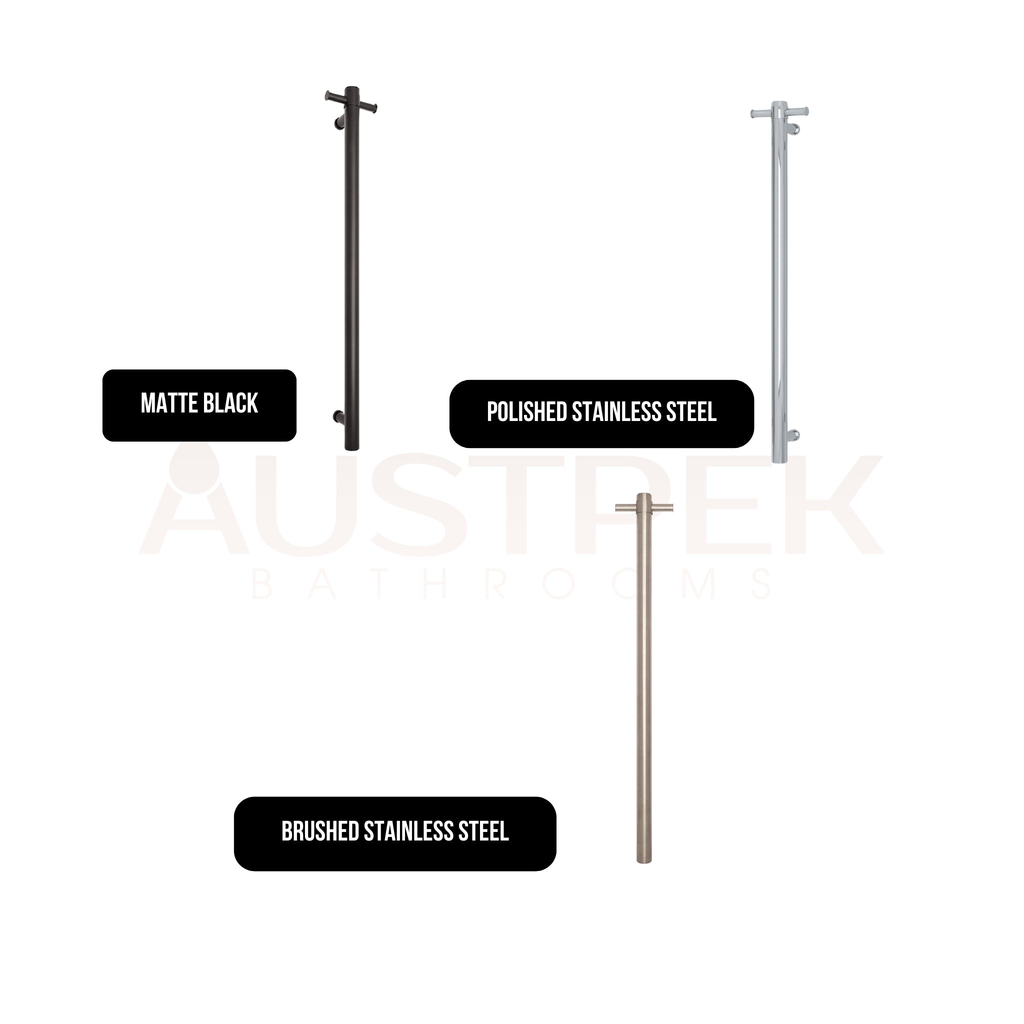 THERMOGROUP ROUND NON-HEATED VERTICAL SINGLE TOWEL RAIL POLISHED STAINLESS STEEL 142MM