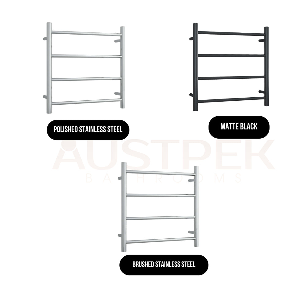 THERMOGROUP 4-BAR ROUND LADDER HEATED TOWEL RAIL BRUSHED STAINLESS STEEL 550MM
