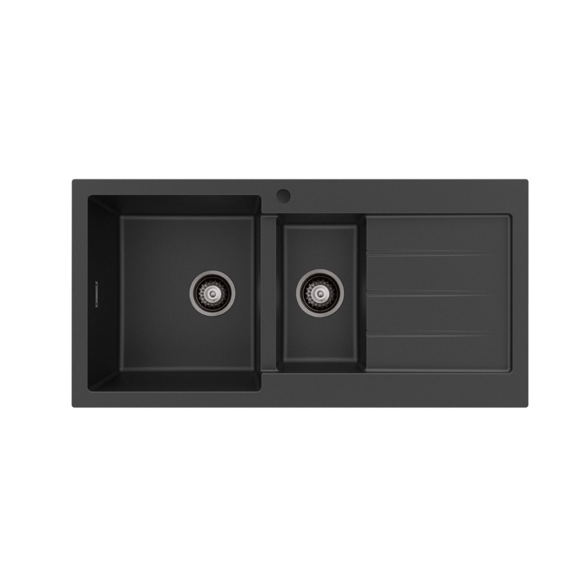 FIENZA KURO GRANITE DOUBLE BOWL KITCHEN SINK WITH DRAINER AND TAP HOLE 1000MM