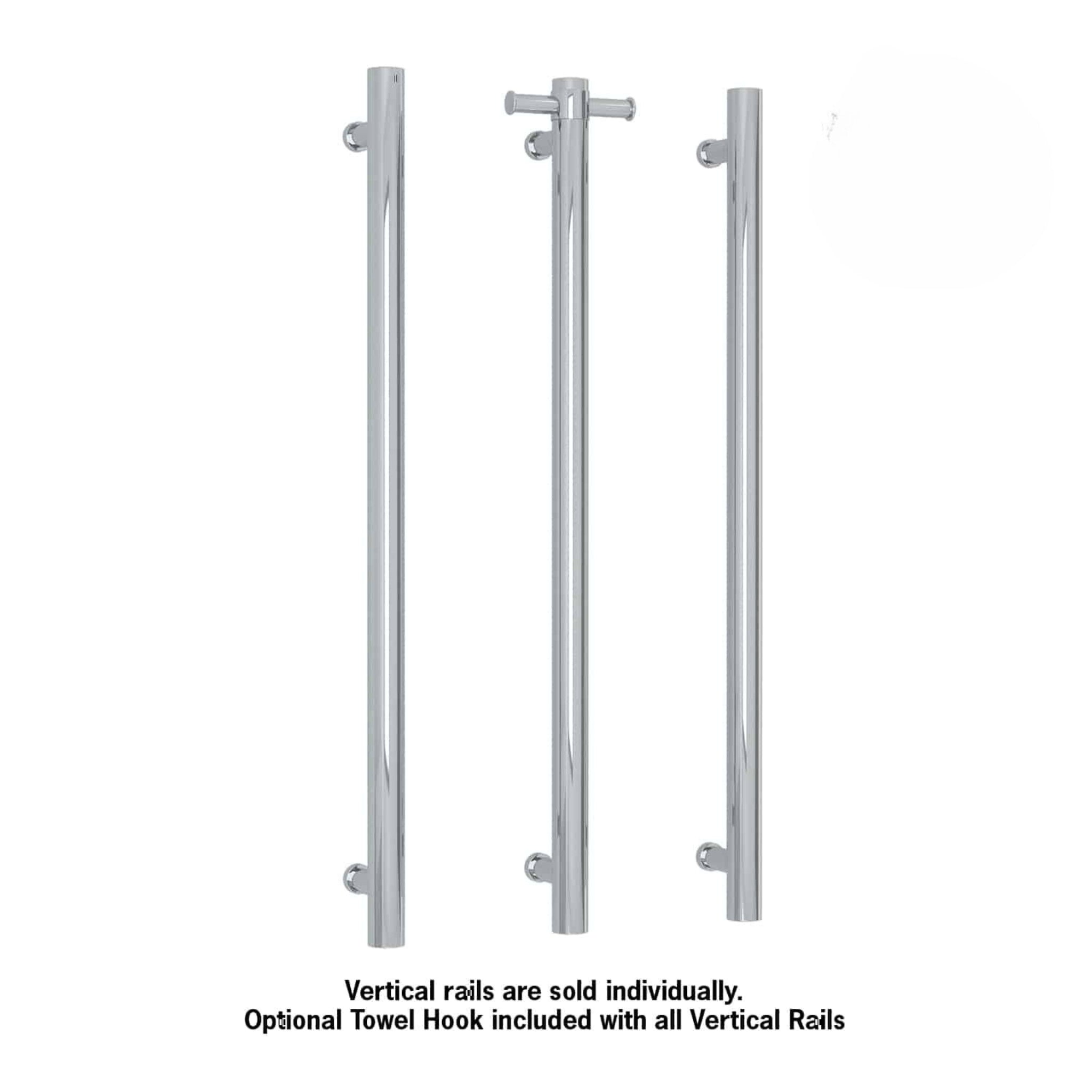 THERMOGROUP ROUND VERTICAL HEATED SINGLE TOWEL RAIL POLISHED STAINLESS STEEL 900MM (CUSTOM PLATED FINISH)