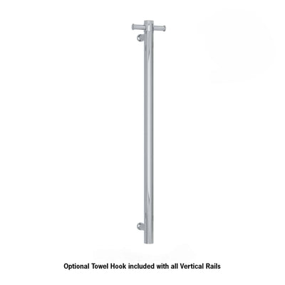 THERMOGROUP ROUND VERTICAL HEATED SINGLE TOWEL RAIL POLISHED STAINLESS STEEL 900MM (CUSTOM PLATED FINISH)