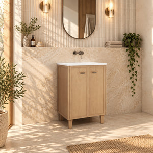 RIVA TOFINO COASTAL OAK 600MM SINGLE BOWL FLOOR STANDING VANITY