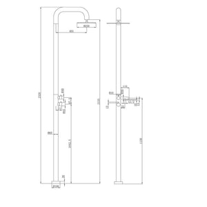 LINKWARE ELLE 316 FREESTANDING TWIN OUTDOOR SHOWER 2320MM BRUSHED STAINLESS