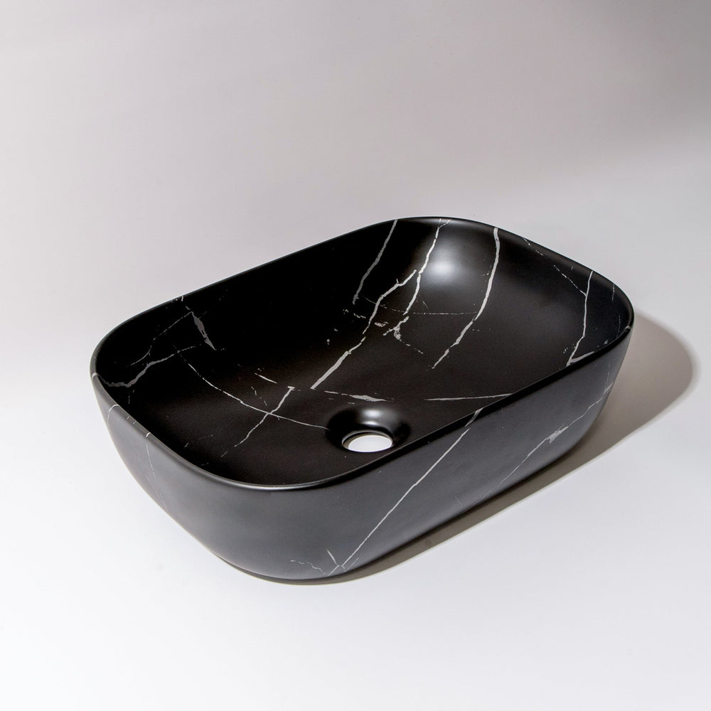 CLAYA OVAL ABOVE COUNTER BASIN MATTE BLACK CARRARA 460MM