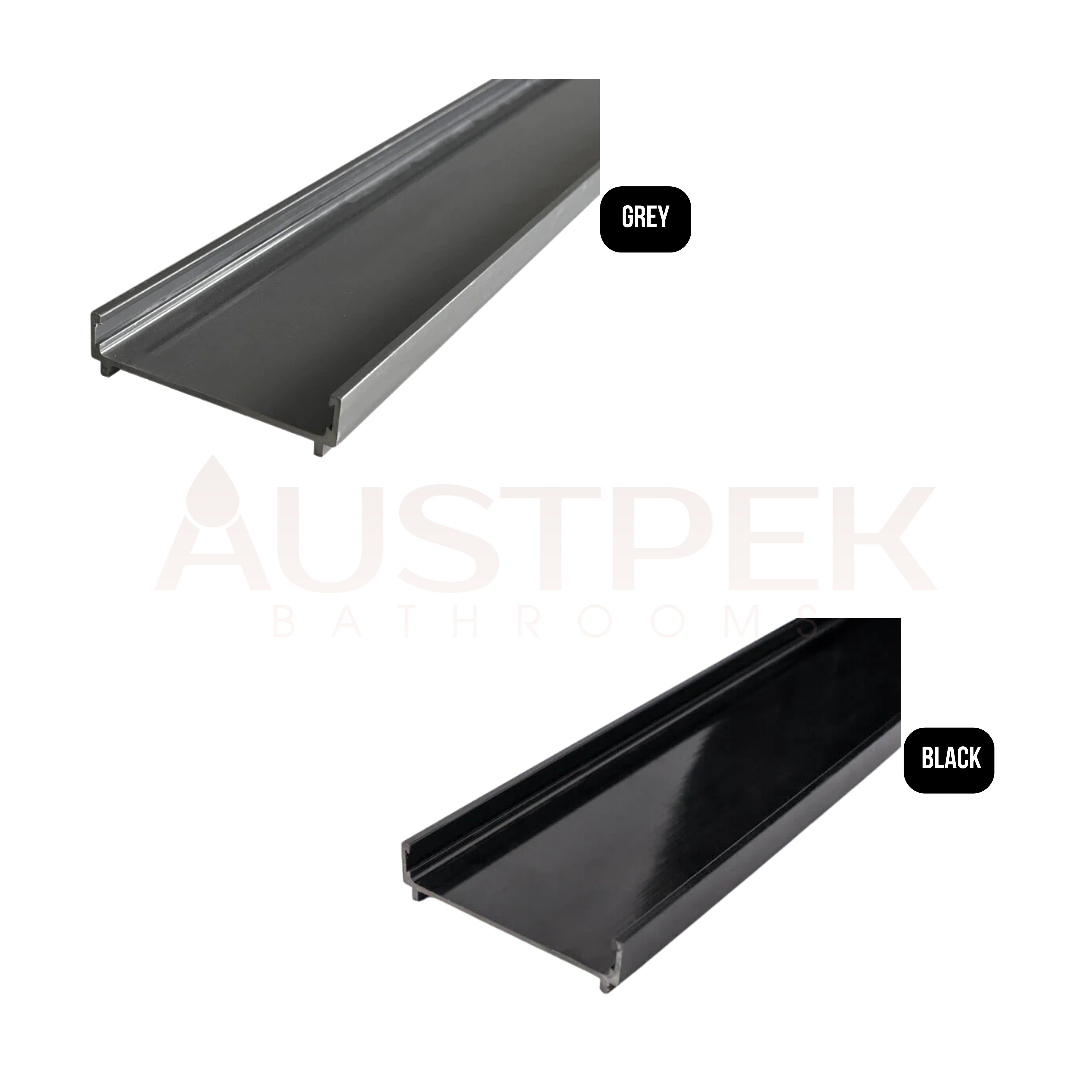 GRATES2GO UPVC TILE INSERT CHANNEL TRAY BLACK 1000MM, 1250MM AND 1500MM